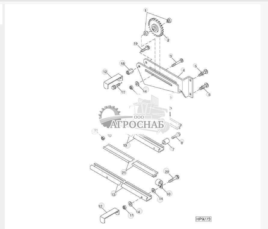 FEEDER CONVEYOR DRIVE CHAIN, TIGHTENER AND GUIDES (SIDEHILL) 